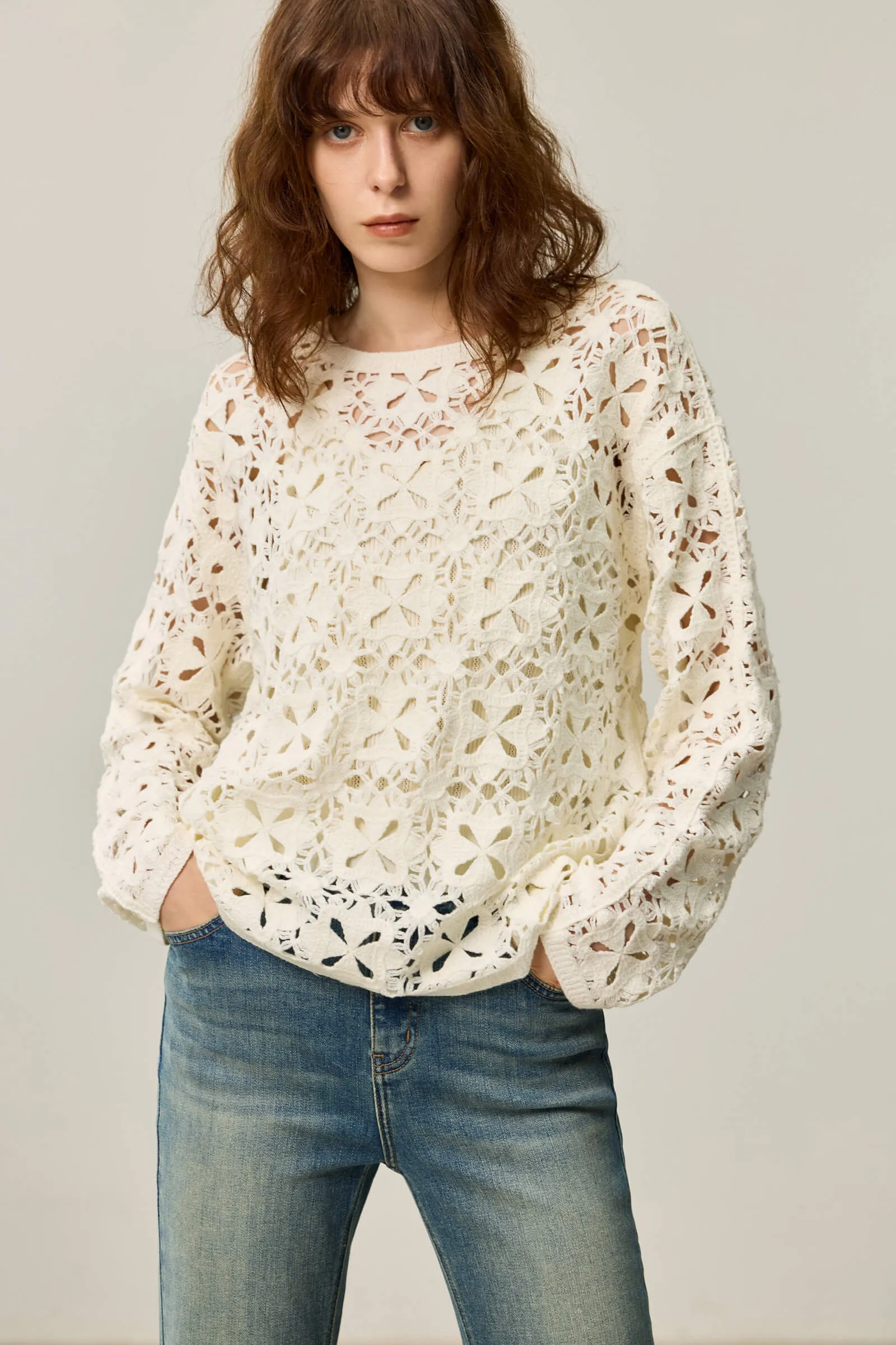 LILY Lace Hollow Knit Sweater