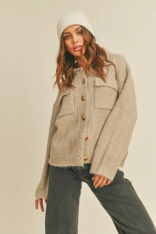 Lisa Rib Knit Shirt Cardigan