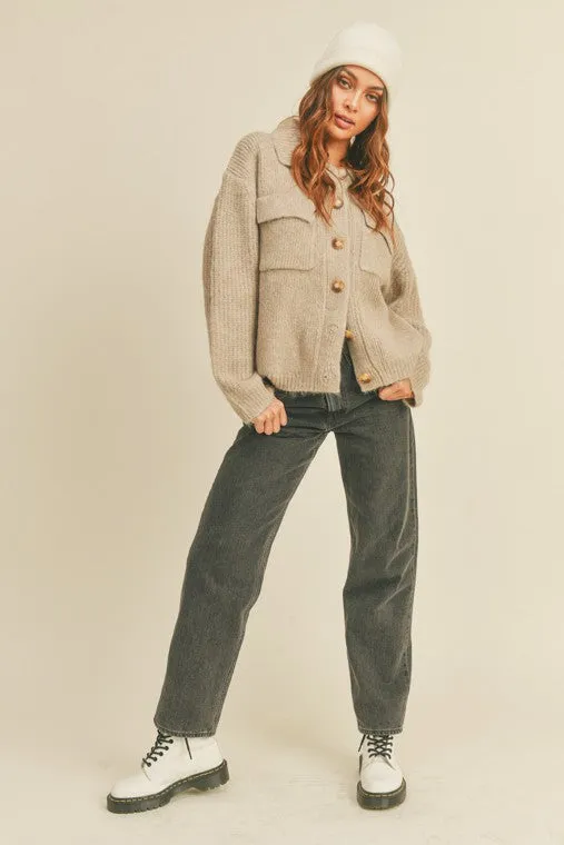 Lisa Rib Knit Shirt Cardigan