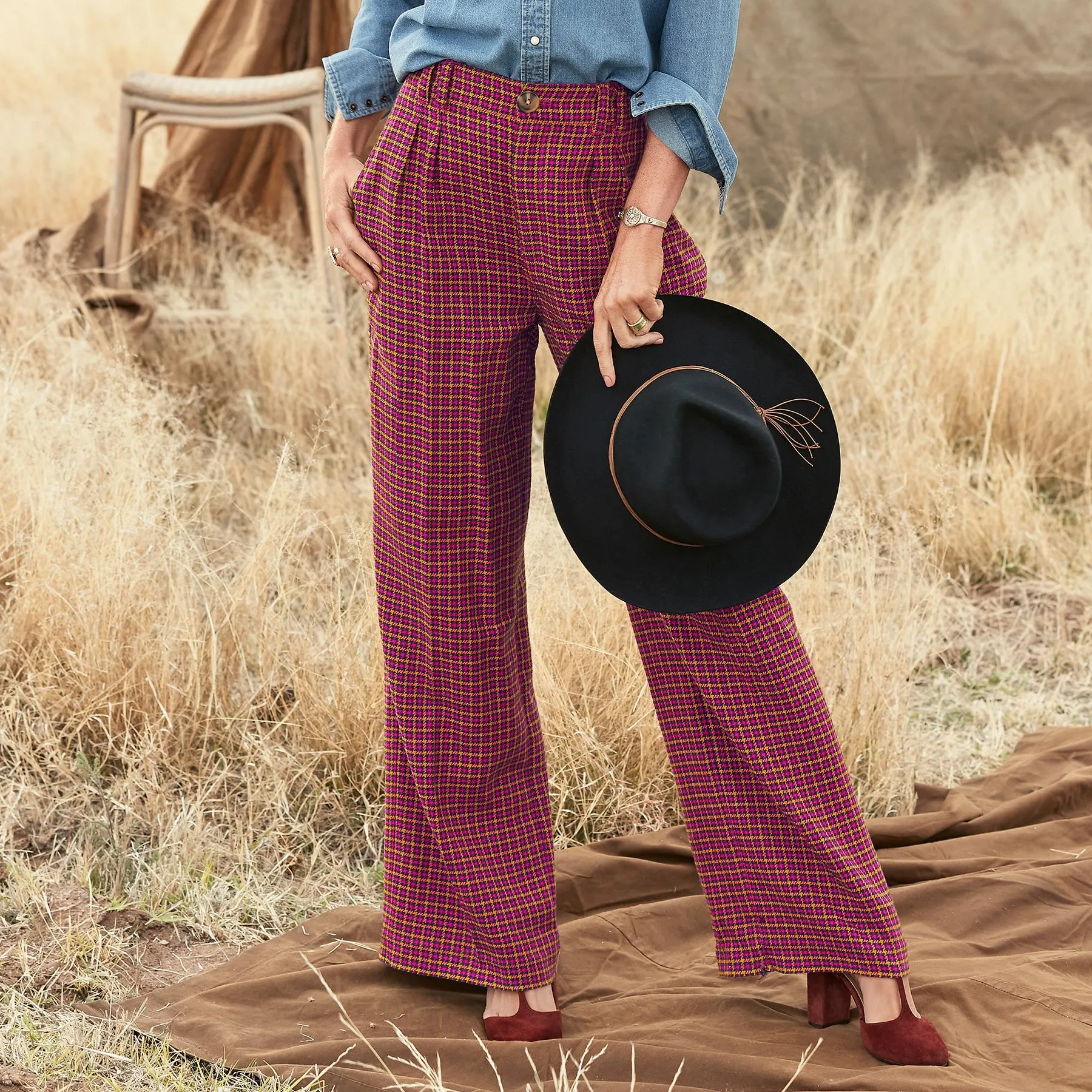 Mayra Plaid Pants, Petite