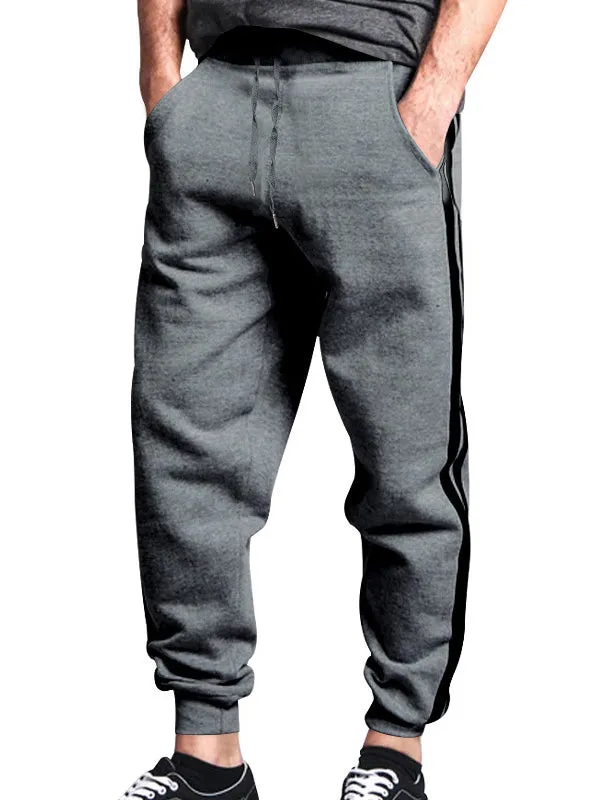 Men's Solid Color Striped Sports Jogger Pants