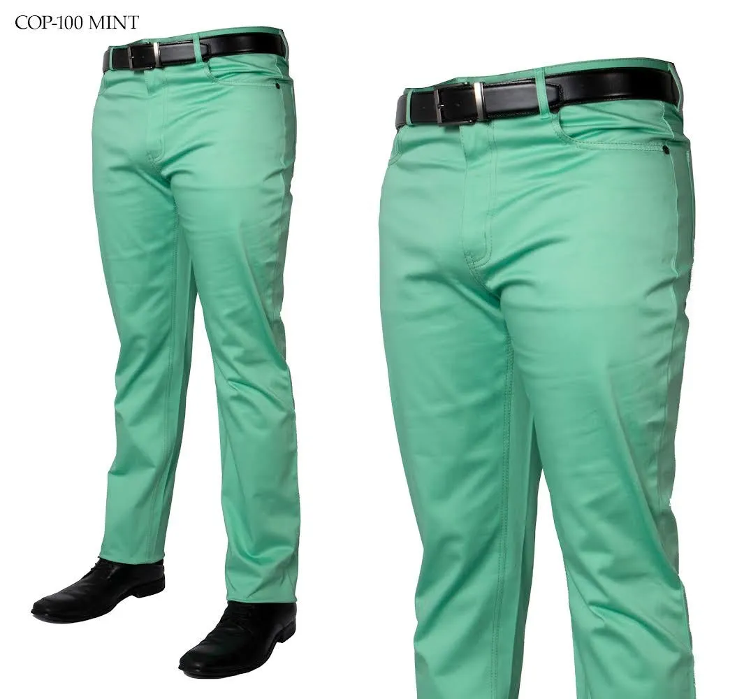 Mint green men jeans prestige men's Jeans classic fit stretch material 100% cotton