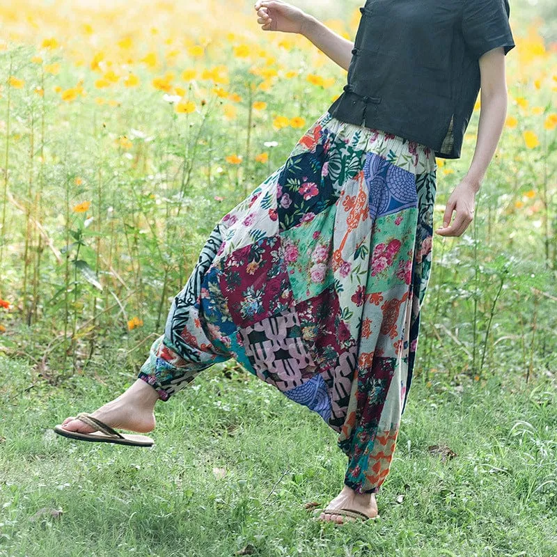 Multicolor Patchwork Harem Pants