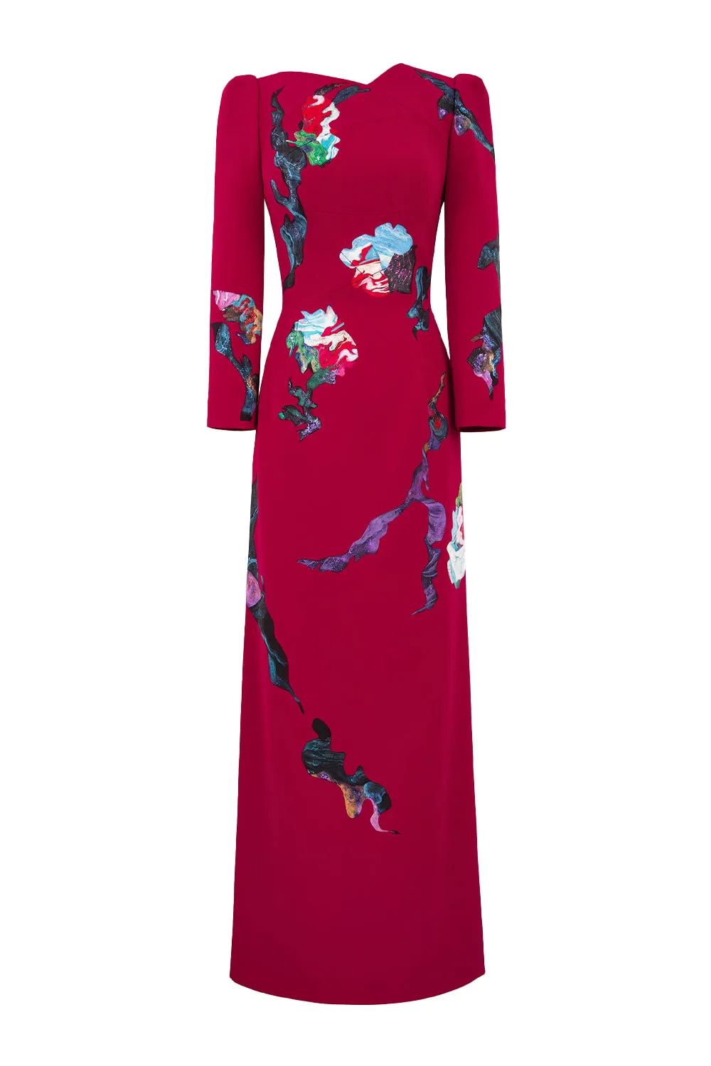 Mystic Blossoms A-line Asymmetric Neck Twill Ankle Length Ao Dai