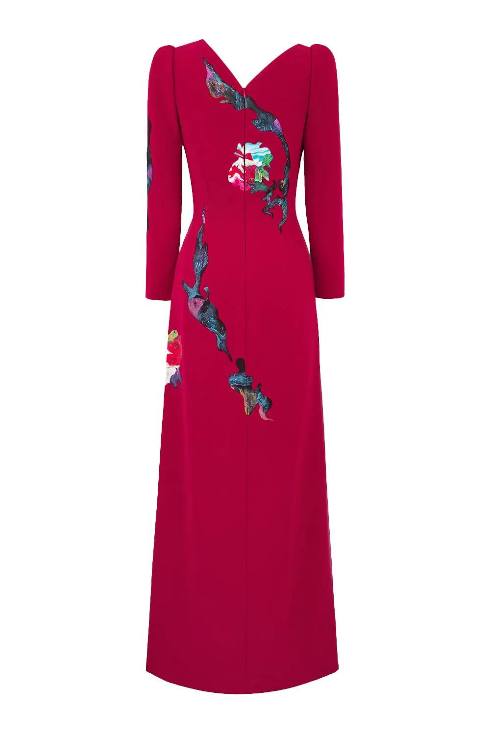 Mystic Blossoms A-line Asymmetric Neck Twill Ankle Length Ao Dai