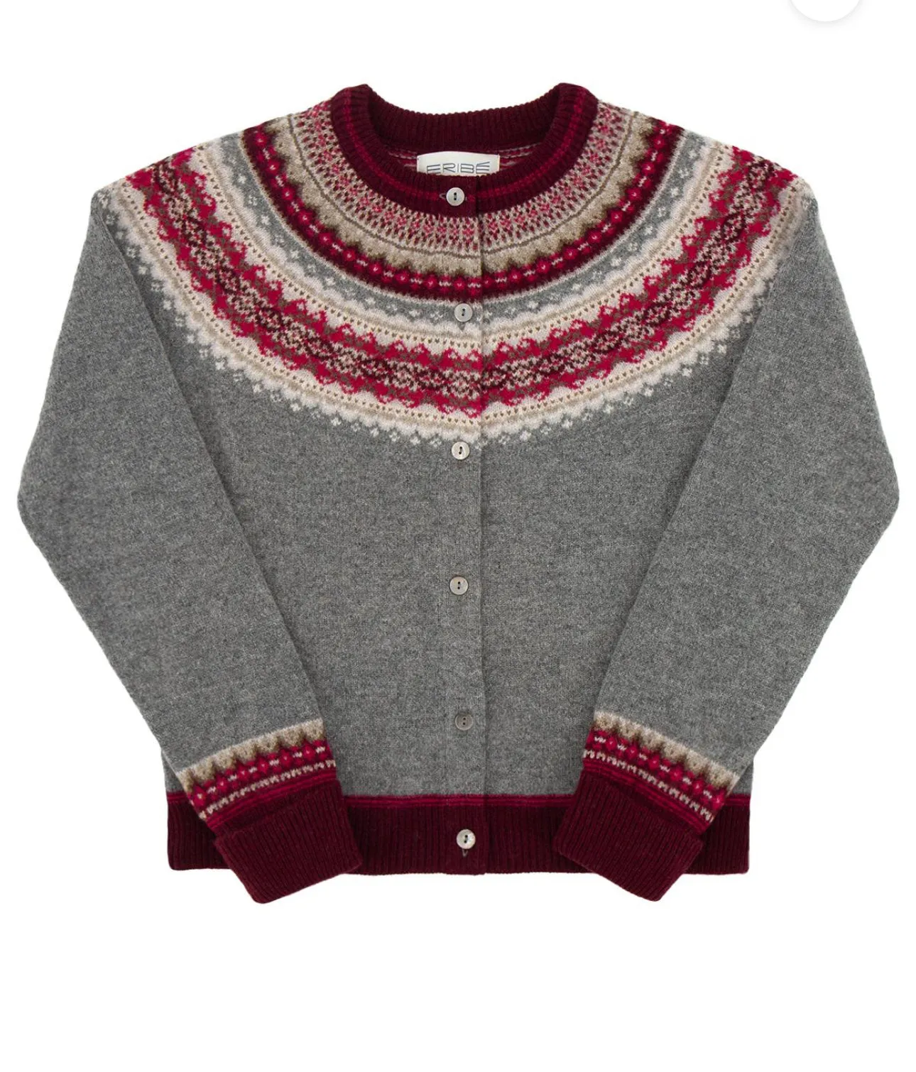 New Eribe Fairisle Alpine Cardigan In Greyberry