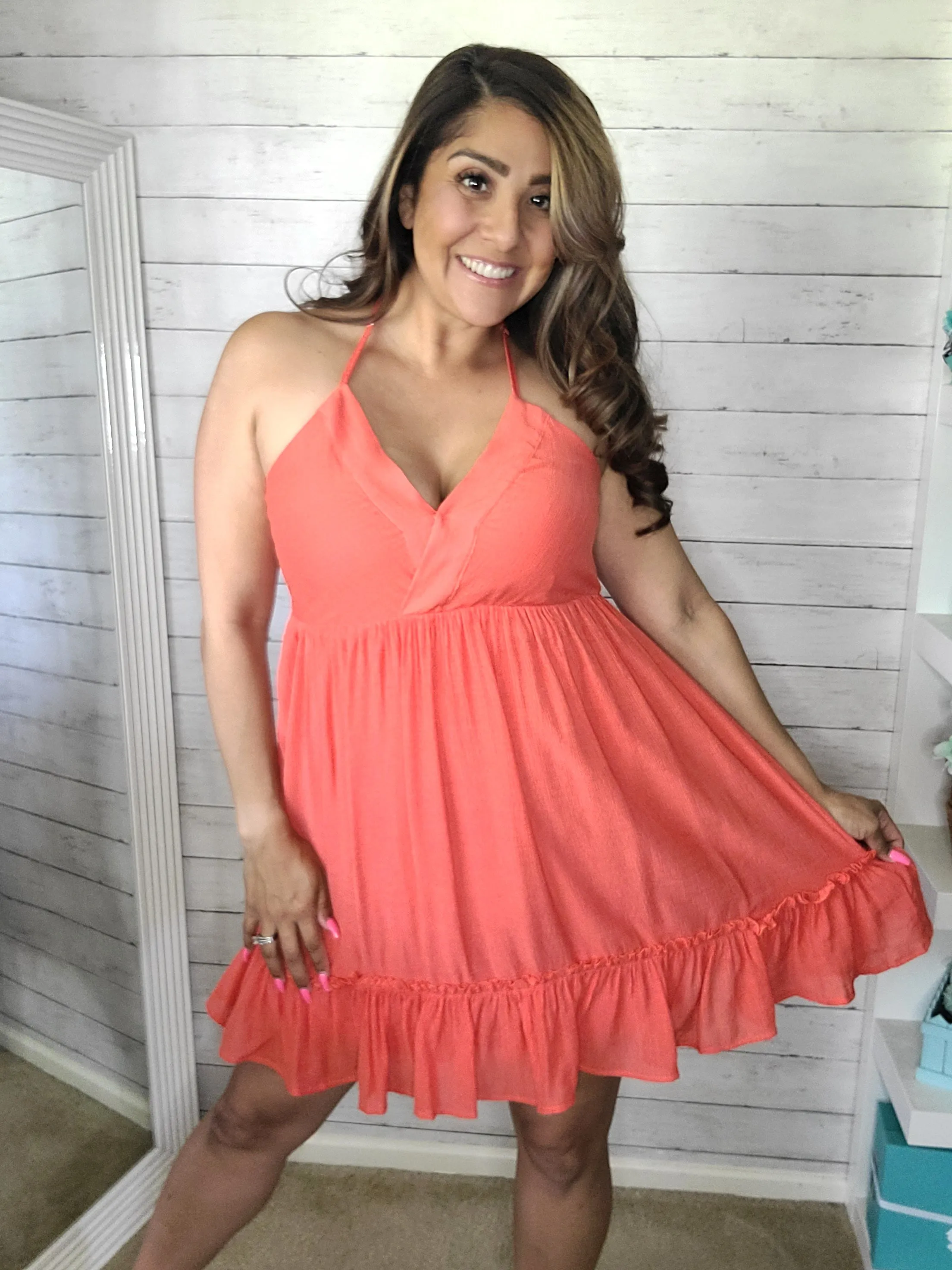 Orange Netting Summer Dress