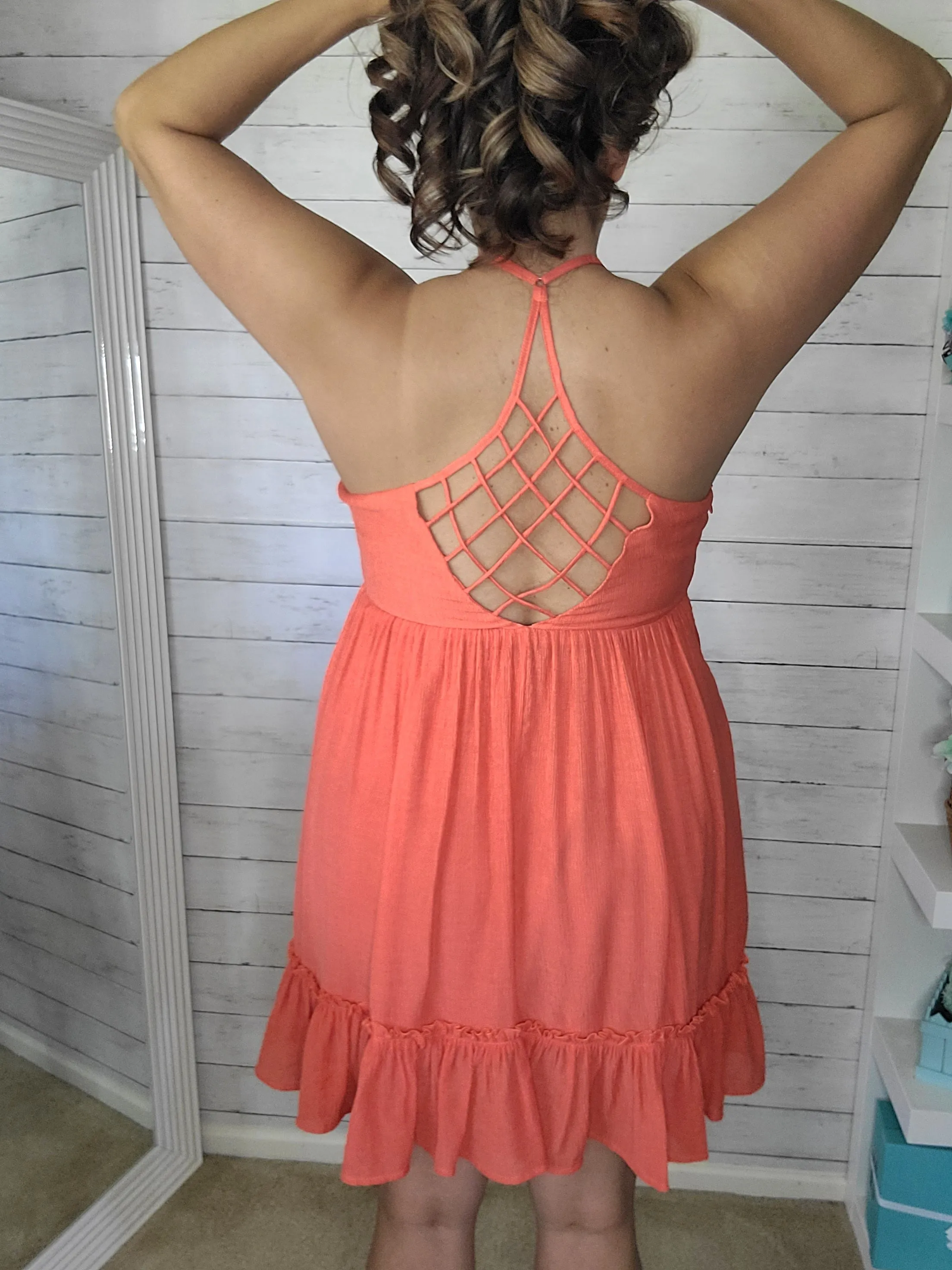 Orange Netting Summer Dress