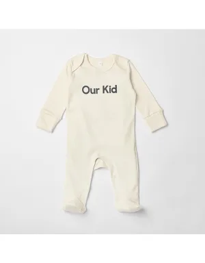 OUR KID - Natural Sleepsuit with Grey Slogan