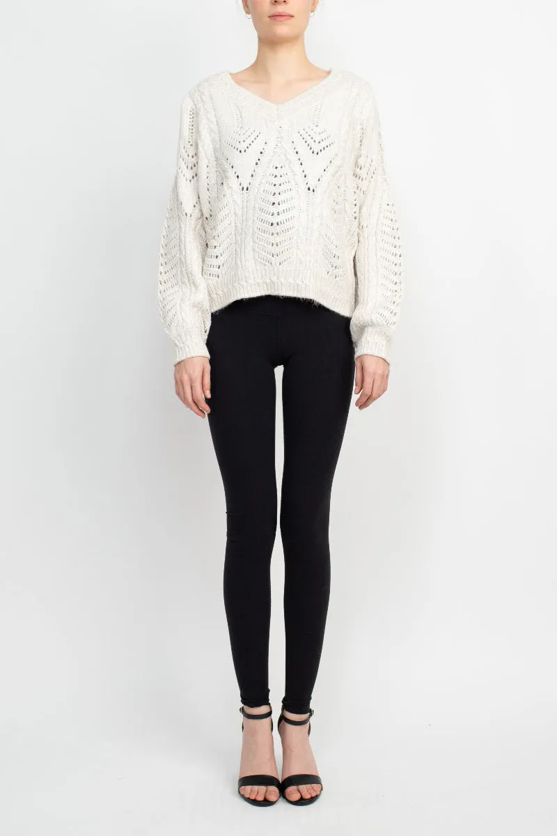 Philosophy V- Neck Long Sleeve Knit Sweater