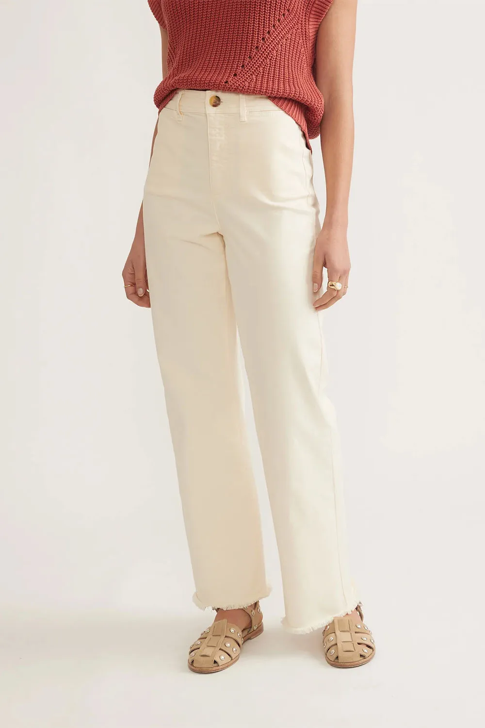 RAW EDGE BRIDGET PANT - CREAM