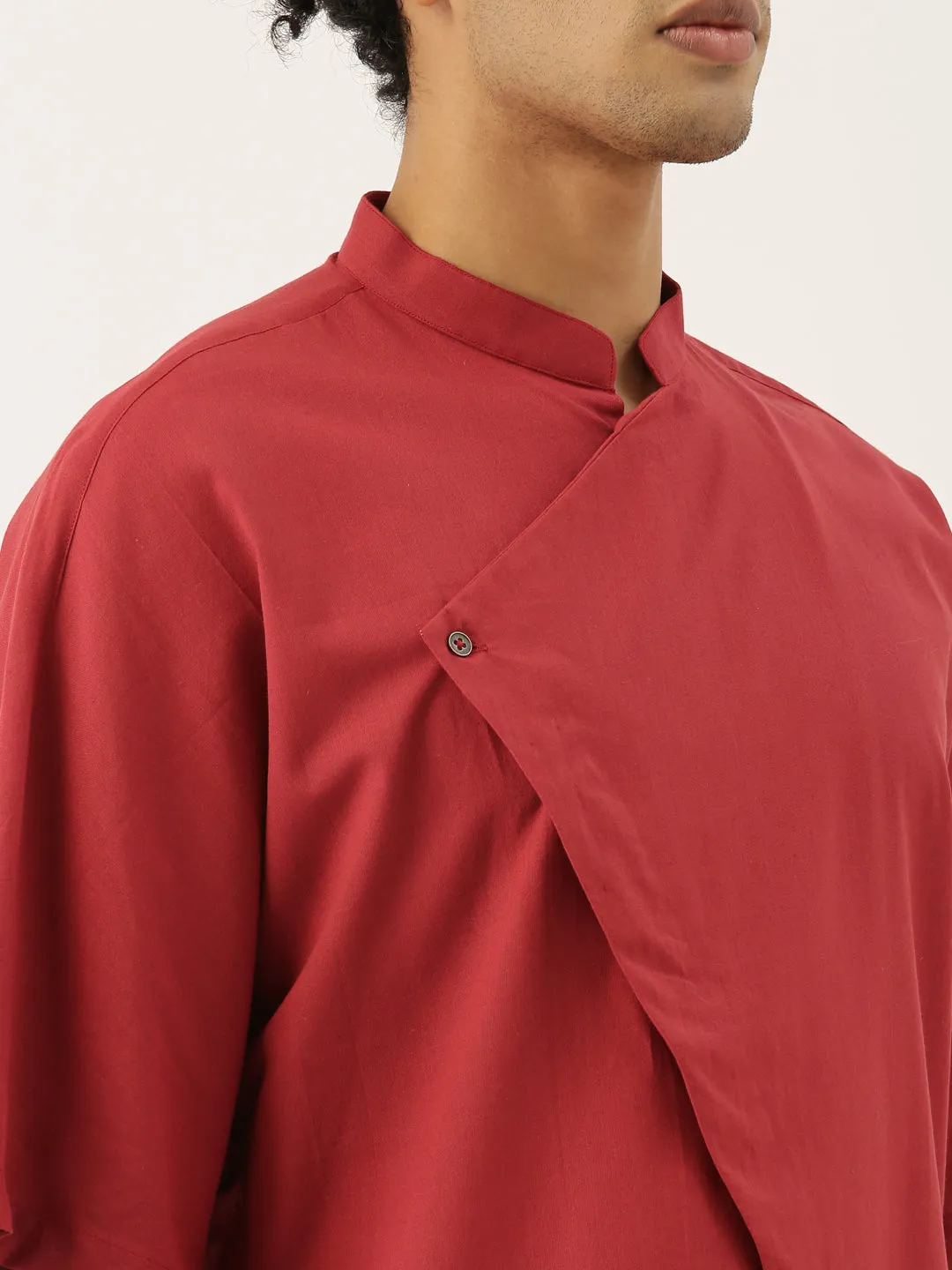 Red Stylish Malai Cotton Short Kurta  - MMSK039