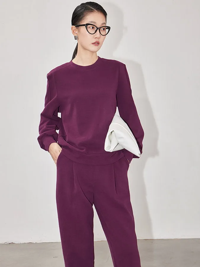 Round Neck Sweater Straight Pants Setup_BDHL4333