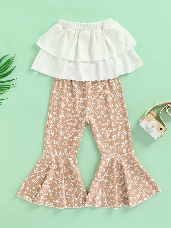 Sassy Sister Ruffle Tube Top And Flared Pants Set