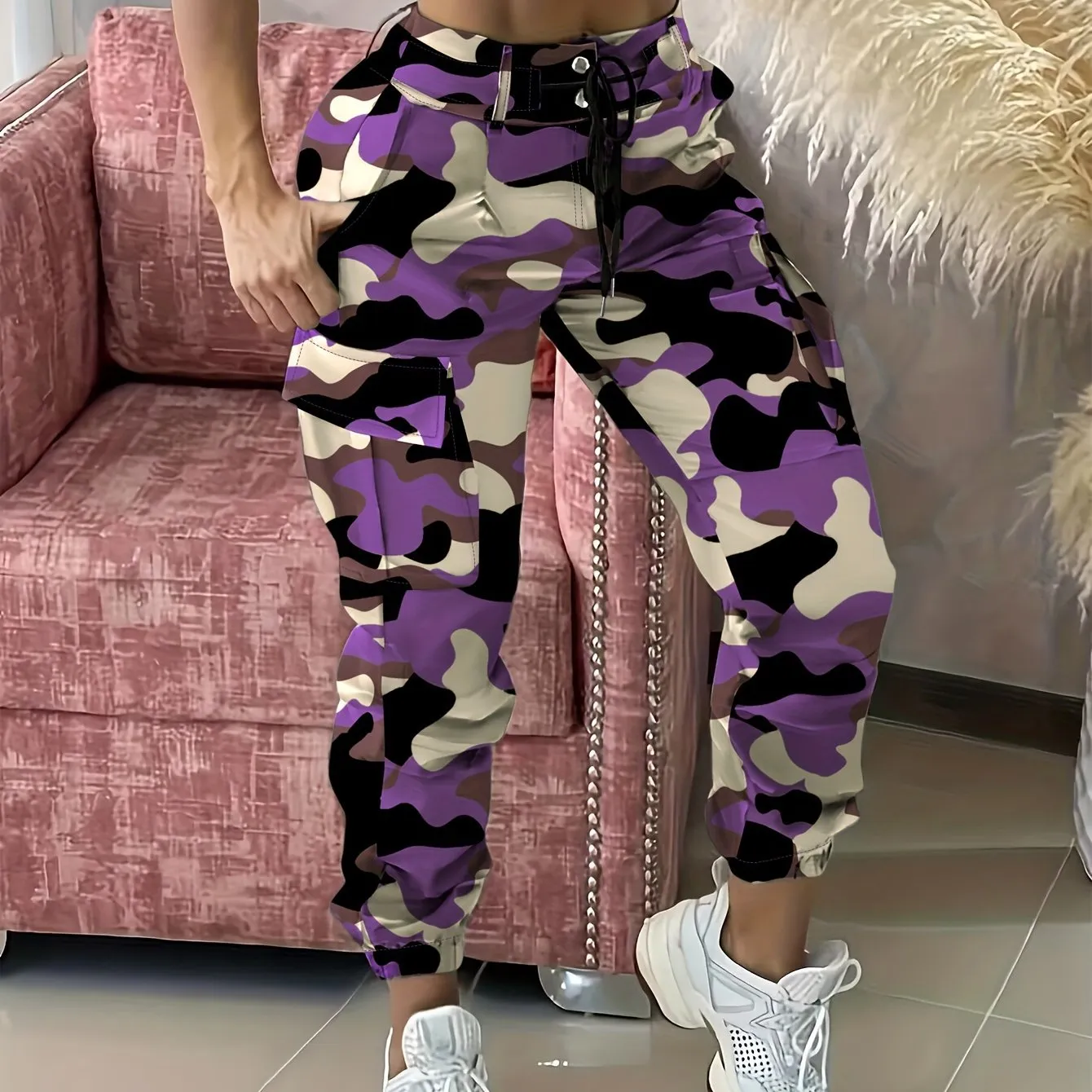 Stylish Camo Cargo Joggers for Women: Durable, Easy-Care, & Breathable - Perfect for Spring & Fall