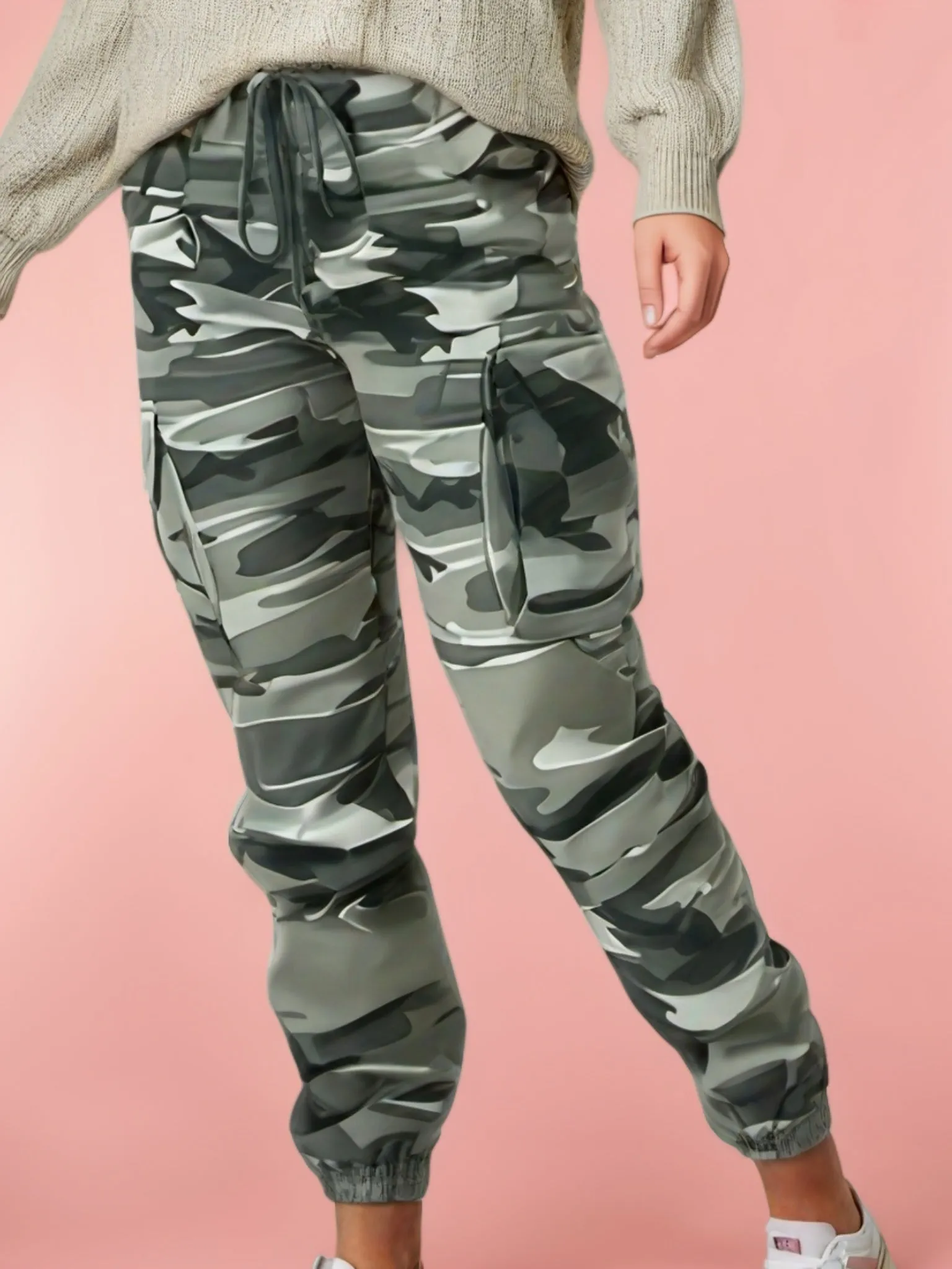 Stylish Camo Cargo Joggers for Women: Durable, Easy-Care, & Breathable - Perfect for Spring & Fall