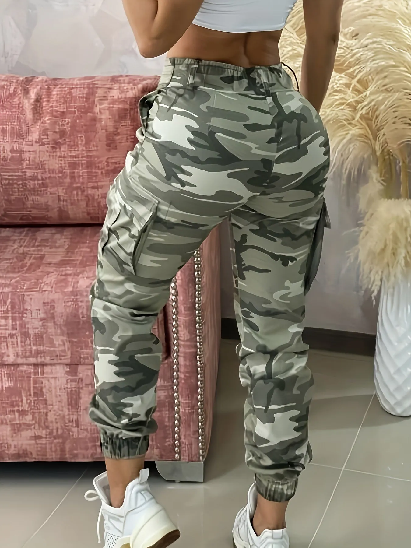 Stylish Camo Cargo Joggers for Women: Durable, Easy-Care, & Breathable - Perfect for Spring & Fall