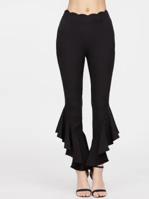 Stylish Ruffle hem crop pants