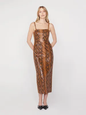 Ursula Caramel Snakeskin Vinyl Dress