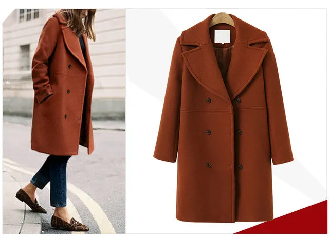 VenusFox Long Sleeve Blazer Wool Coat