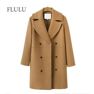 VenusFox Long Sleeve Blazer Wool Coat