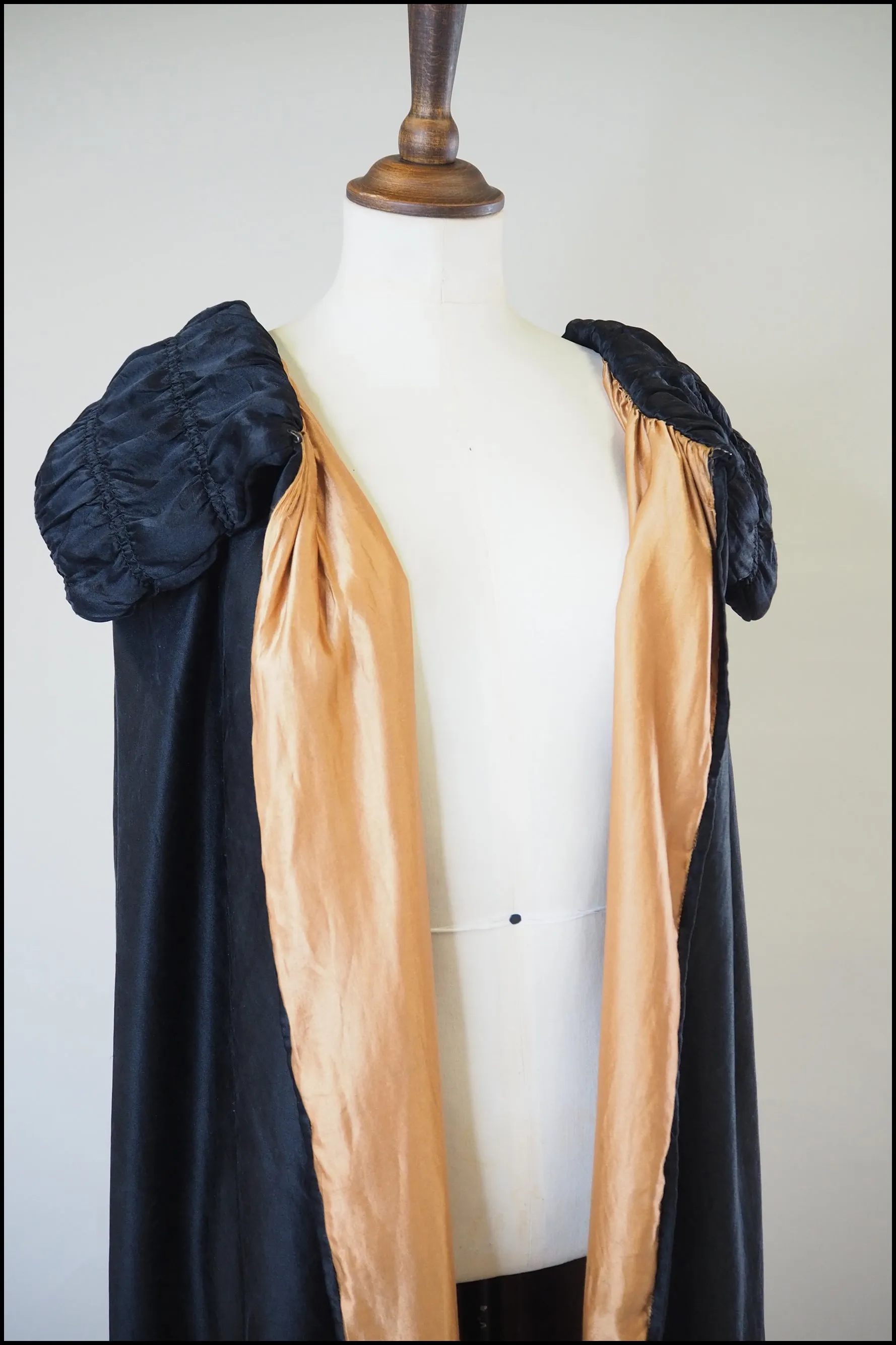 Vintage 1920s Black Silk Fringed Opera Cape