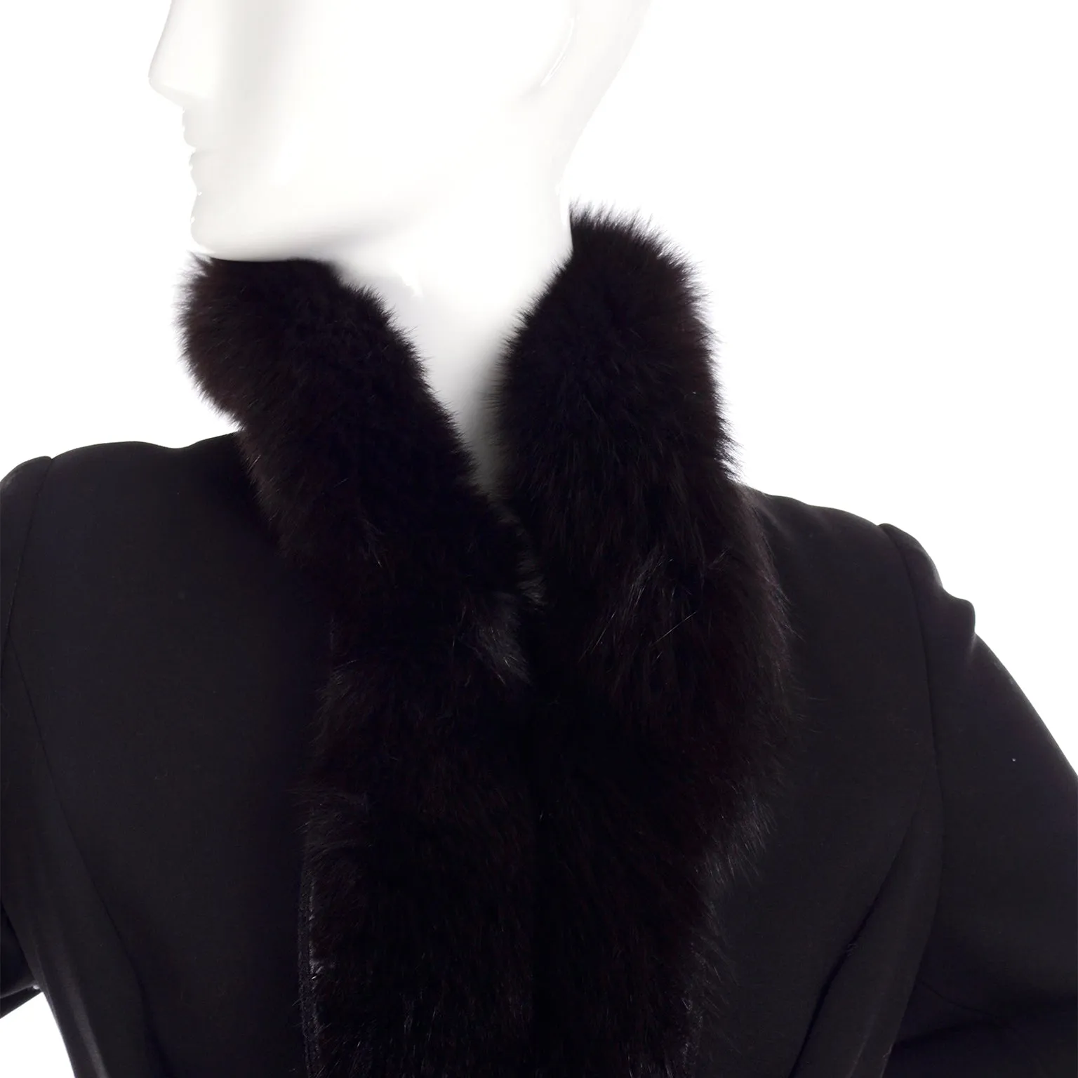 Vintage Jiki 1990s Beaded Black Wool Fox Fur Evening Jacket Harriet Kassman