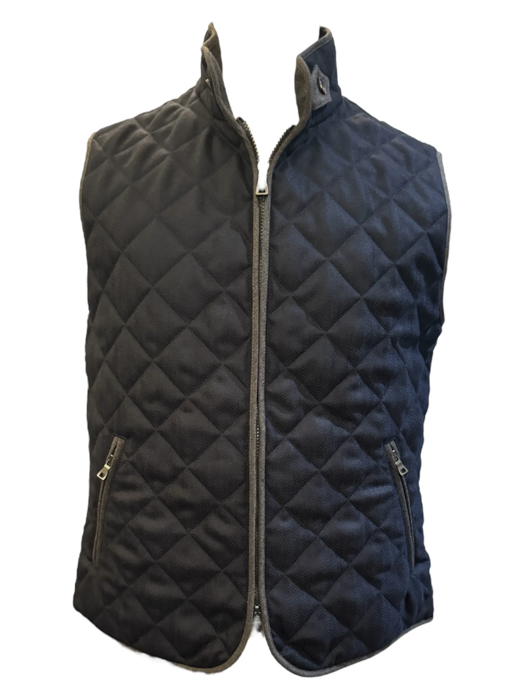 Waterville Theo Wool Herringbone Quilt Vest Navy