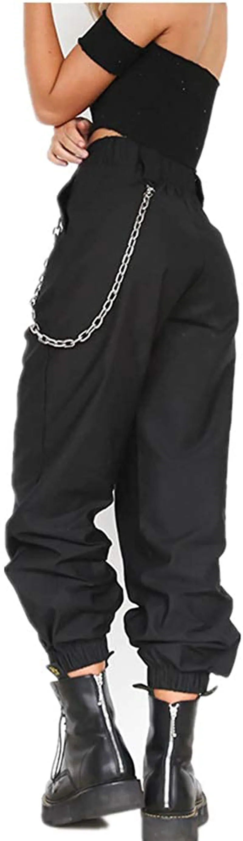 Women's Casual Loose Hip Hop Pants Stylish Chain Baggy Sport Harem Cargo Pants