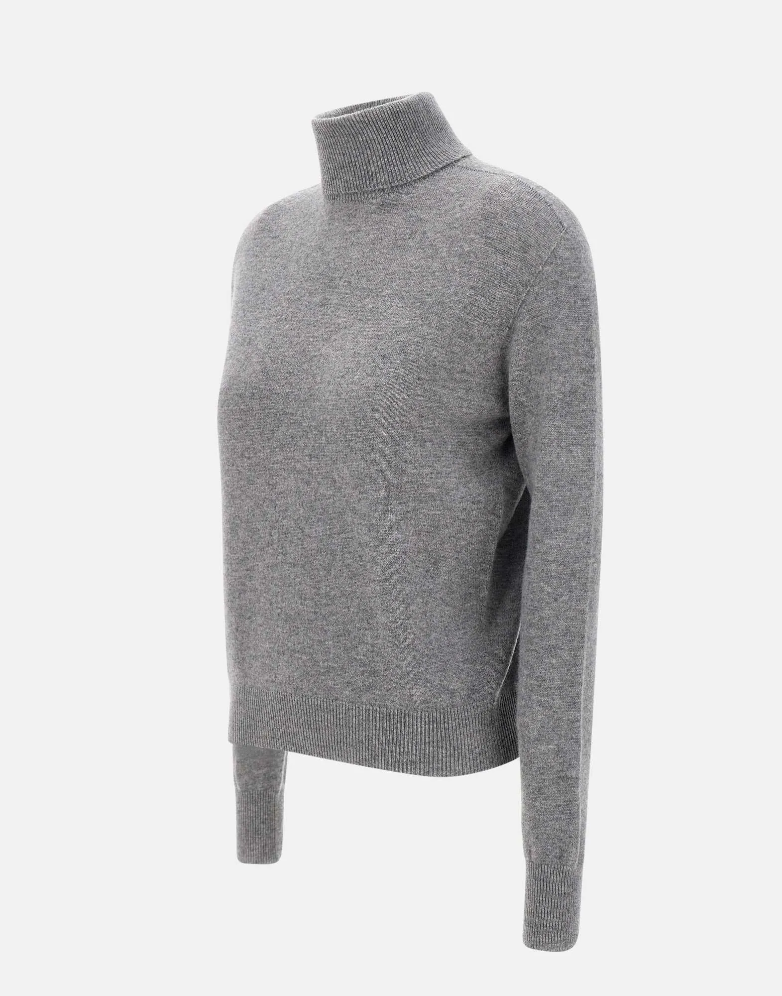 Wool Turtleneck Grey Long Sleeve Sweater