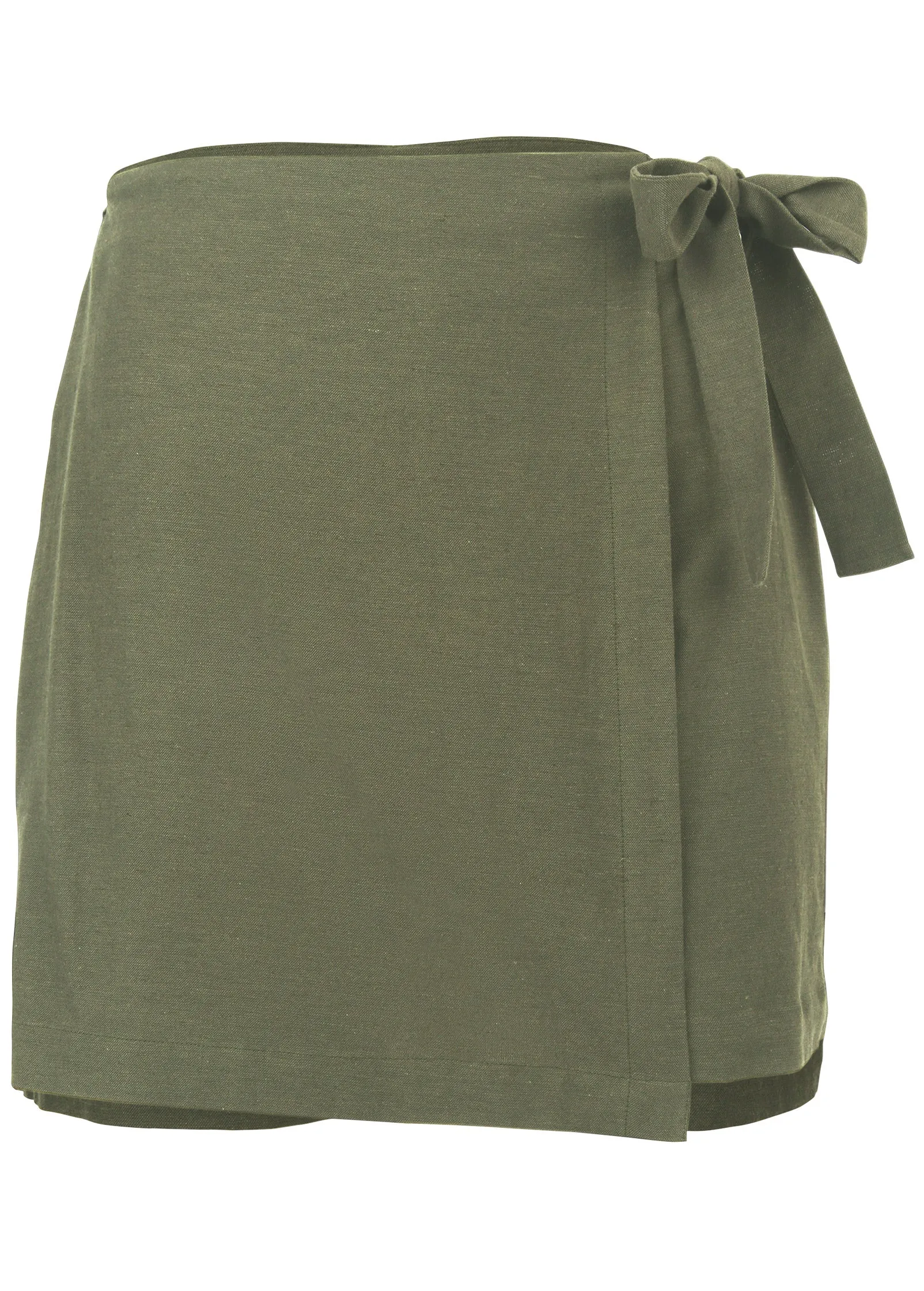 Wrap Linen Skort - Olive