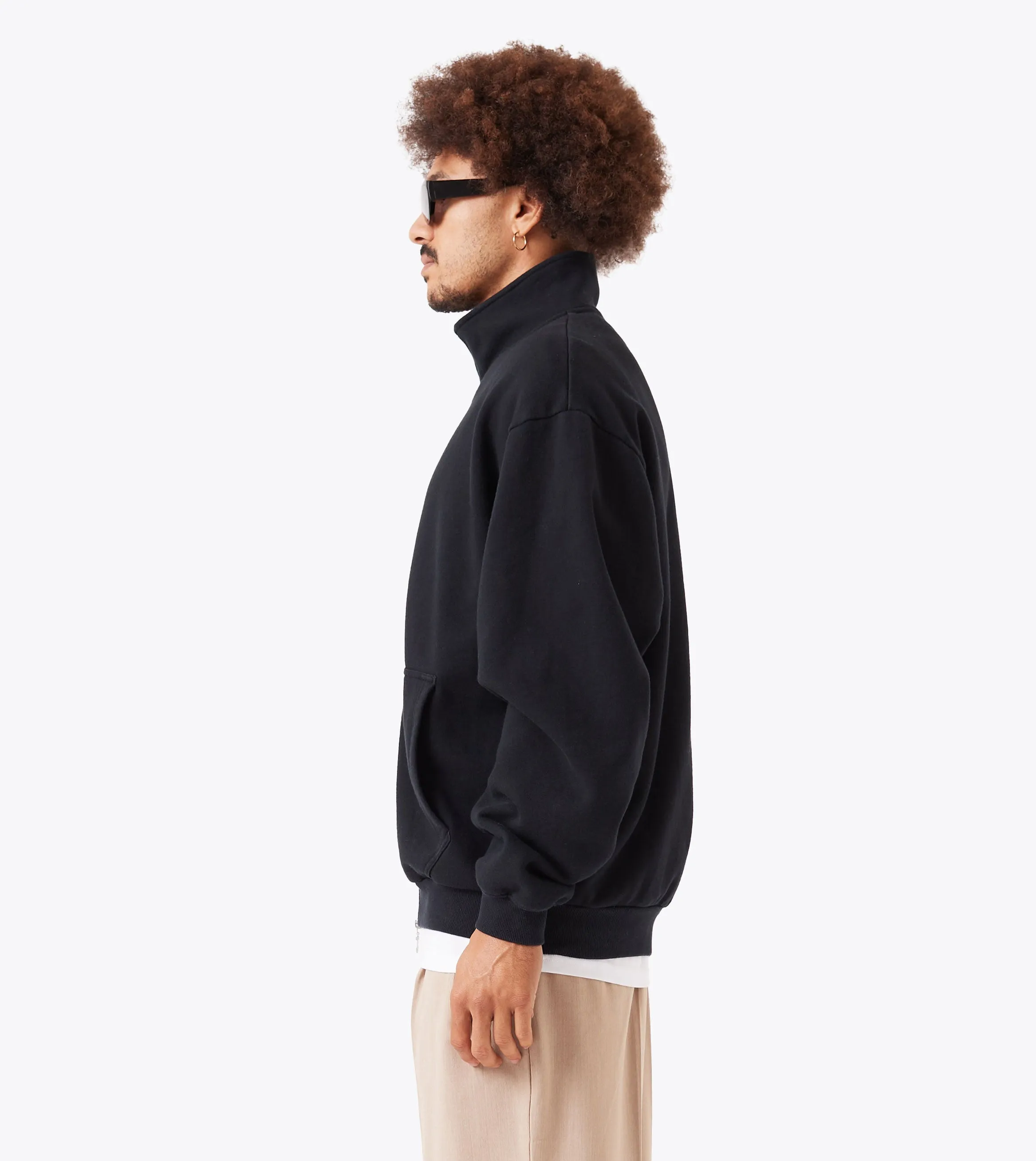 Zip Funnel Sweat Black